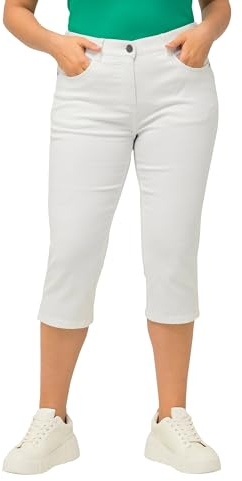 Ulla Popken Damen große Größen Übergrößen Plus Size Capri Jeans Sarah, schmale 5-Pocket-Form, Saumschlitz 818435