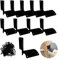 SRNETKJ 10 PCS 90 Dgree Round Wood Post Fence Brackets Black Heavy Duty Round Rail Fence Reinforcement Repair Bracket for Farm Ranch Garden Courtyard, 3-1/2 x 3-1/2