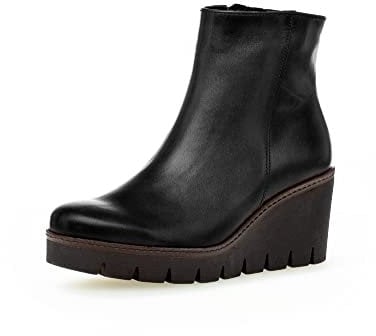 Gabor Damen Keilstiefeletten | Frauen Stiefeletten | Wechselfußbett | Best Fitting | Keilstiefel | Wedge Boots | schwarz (Cognac) | 41 EU - 7.5 UK