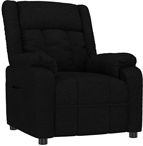 vidaXL Relaxsessel Verstellbare Rückenlehne Fußstütze Fernsehsessel Liegesessel Polstersessel Ruhesessel TV Sessel Wohnzimmer Schwarz Stoff