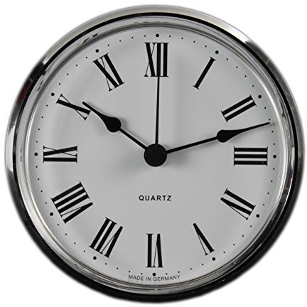 U.T.S. Uhrwerk - Einsteckuhrwerk - Einbau-Uhr | Durchmesser Aufsicht 103 mm Quartz Uhrwerk Made in Germany (Römisch Silber)