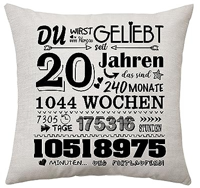 Geburtstagsgeschenk für Frauen Männer Zierkissenbezüge Geschenk für Sie 6 - 50 Jahre Geschenke für Mama Tante Papa Oma Opa Schwester Freund Geburtstagsgeschenke Ideen Kissenbezug 45 x 45 CM (20th)