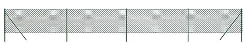 vidaXL Galvanized Steel Chain Link Fence with PVC Coating - Green, to UV Rays, and Wear, Versatile Barrier/Animal Enclosure - 1.1x10m