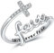 Glaube Kreuz Ringe Einstellbare Sterling Silber Glaube über Furcht Kreuz Ringe Christliche Religiöse Schmuck Geschenke für Frauen Männer