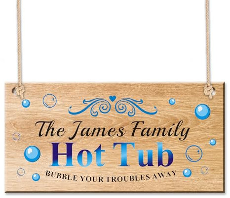 Personalised Hot Tub Sign Wooden Welcome Sign Home Décor Hot Tub Accessories Novelty Garden Shed Pool Hanging Plaque Home Gifts Funny Signs with Any Name(Design 3)