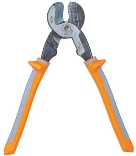 Klein Tools 63225RINS Insulated High-Leverage Precision Cable Cutter, Made in USA, for Aluminum, Copper and Communications Cable, 9-Inch