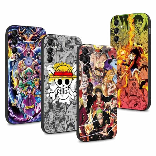 PBNDJVG 4 Stück Handyhülle für Samsung Galaxy A14 5G Hülle 6.6'' Anime Luffy Zoro Gear 5 Sun God Nika Manga Muster Design Case Kameraschutz Schutzhülle TPU Silikon Weich Ultra Dünn- 01