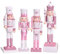 YTFSKFUI Lot de 4 casse-noisettes en bois rose - 30 cm - Grand casse-noisette à paillettes - Décorations de Noël traditionnelles - Soldat créatif pour la maison