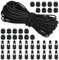 OctBird 30m Elastische Gummischnur,3mm Elastische Kordel,Gummikordel Schwarz mit 20Pcs Reißverschluss Pull Cord,20PCS Doppel Loch Frühling,Hochelastisch Gummiseil für Schnürsenkel Wäscheleinen
