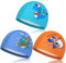 ZOCONE 3 Pcs Bonnet Piscine Enfant, Dessin Animé Bonnet de Bain Enfant Bonnets de Bain Extensibles pour Garçons Filles 3-8 Ans