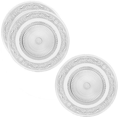 TWO TIGERS Plato de Cristal Phoenix. Pack 3 Unidades. A Elegir entre 29 y 33 cm de diámetro. Plato Transparente Redondo para Ensaladas, Embutidos, Comidas o Decorar Mesas y Estanterías (33 cm)