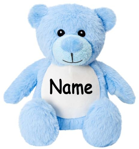 Elefantasie Kleines Stofftier PERSONALISIERT Teddybär mit Name Bedruckt Kuscheltier Plüschtier 25cm Bär blau