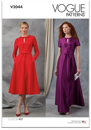 Vogue Patterns Paper Pattern V2044B5 Misses' Dress with Sleeve and Length Variations B5(8-10-12-14-16)