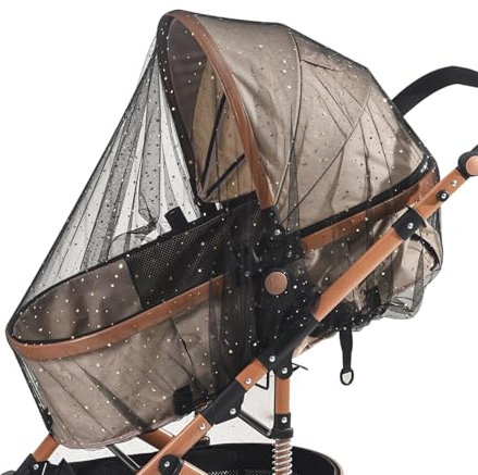 Liemuao Moskitonetz für Kinderwagen, universell, Sternen- und Blumenstil, Moskitonetz für Babyschale mit elastischem Band, feines Netzgewebe, Insektenschutz für Babys, Kinder (schwarze Sterne)