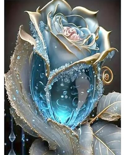 Diamond Painting 5D DIY Rose,DIY diamond painting kit,Kit Complet de Peinture au Diamant pour Adultes et Enfants,broderie diamant paysage,Tableau Broderie Diamant Fleur pour Décoration Murale,30x40cm
