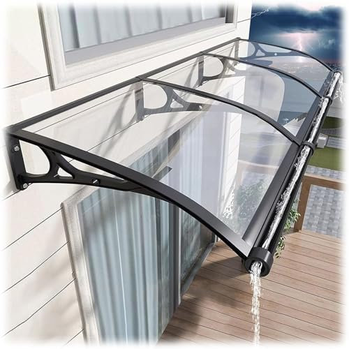 Tenda da sole in policarbonato per porte e finestre, impermeabile, curva, per sole, neve, giardino, veranda, 60 x 120 cm
