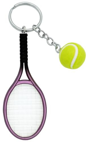 Moydolo Porte-clés mini raquette de tennis avec pendentif anneau de clé balle de tennis keychain keyring