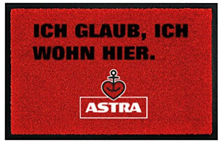 Herzanker Fußmatte ICH Glaub, ICH WOHN Hier. für Außen- und Innenbereich, Anti-Rutsch Schmutzfangmatte rot, Fußabtreter Einzug
