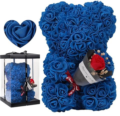 Orso di rose con confezione regalo per compleanno romantico San G-ifts per la sua fidanzata, amiche, moglie, con piccolo bouquet Everlasting Forever
