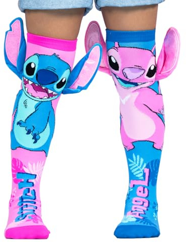 Madmia Disney Frozen, Stitch, Mickey Socken: Farbenfrohe Socken mit 3D-Applikationen, für Kinder und Erwachsene im Alter von 6 bis 99 Jahre
