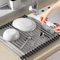 Scolapiatti da Appoggio, Gocciolatoio per Lavello Acciaio Inox, Pieghevole Scola Piatti Lavandino, Appoggio Scolapiatti Rastrelliera, Griglia Scolapiatti Arrotolabile,Scolapiatti da Lavello, 45 × 35cm