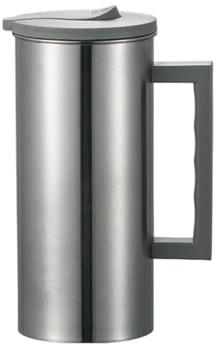 Jarra de acero inoxidable con tapa de 1800 ml de jarra de metal de acero inoxidable con mango de agua sin deslizamiento ideal para bebidas de jugo de té de café