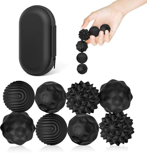 8 Stück Magnetische Fidget Toys, Magnetkugeln Stressball Silikon Sensorik Spielzeug, Magnet Stressball mit Silikonhülle, Magnetische Sensorik Bälle,Tisch-Magnetspiel für Familien & Partys(Schwarz)