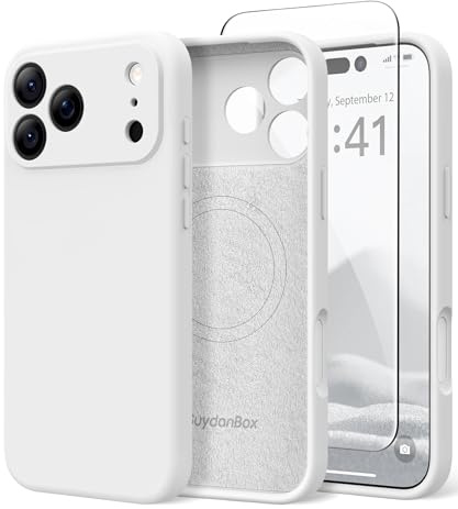 SuydanBox Magnetische Hülle für iPhone 17 Pro Max, kompatibel mit MagSafe, [vollständiger Kameraschutz] [Displayschutz] Stoßfeste Silikon-Schutzhülle für iPhone 17 Pro Max 6,9 Zoll, Weiß