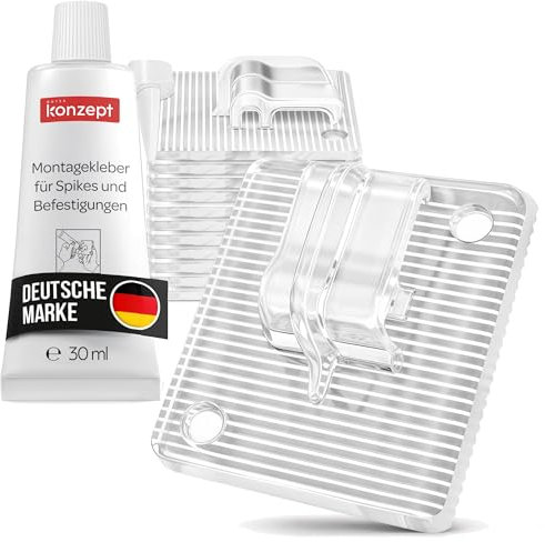KONZEPT 40 Stück Klebehaken für Katzennetz am Balkon, transparent & klein – inkl. Montagekleber 30 ml, extra stark, wetterfest, ohne Bohren, einfache Montage