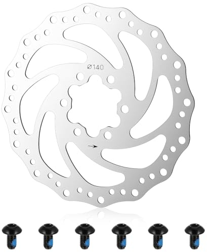 140mm Bike Disc Brakes Disc Brake Rotor with 6 Bolts Disk Brakes for Bike Electric Scooter Brake Rotor 6 Hole Stainless Steel Bicycle Rotors for Road Bikes Mountain Bicycle Electric Scooter
