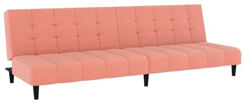 SDWEHBJ Schlafsofa 2-Sitzer, 2-in-1 Verstellbares Polstersofa, Bettcouch mit Bettfunktion, Schlafcouch für Wohnzimmer, Kleine Räume, 200x84.5x69 cm Rosa Samt