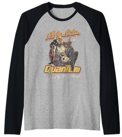 Fallout Video Game Nuka Cola Quantum Vintage Pin-Up Logo Raglan Baseball Tee