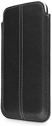 WIIUKA Echt Ledertasche - Pure - für Apple iPhone 11 Pro und iPhone X/XS Hülle extra Dünn, im Slim Design, Schwarz Grau, Premium Leder Tasche