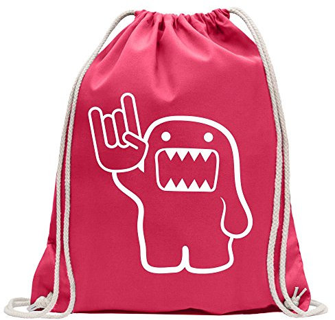 Kiwistar - Turnbeutel - pink - Heavy Domo - Fun Rucksack Sport Beutel Gymsack Baumwolle mit Ziehgurt