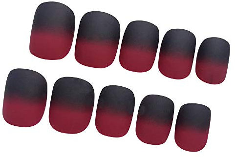YONAIL 24pcs Fake Nails Press On for Women Artificial Fingernails Decals Short Matte False Nail Art Tips Full Cover Black Red Gradient Glue On Nails