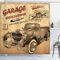 ABAKUHAUS Vintage Duschvorhang, Old Style Car Repair, Stoffliches Gewebe Badezimmerdekorationsset mit Haken, 175 x 240 cm, Sepia Red