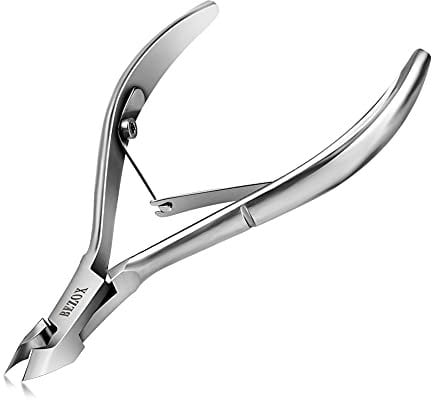 BEZOX Coupe-cuticules,ciseaux à cuticules professionnel en acier inoxydable et dissolvant pour peaux mortes et cuticules Argenté