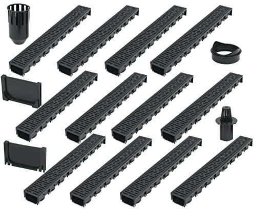 vidaXL 12x Canalette di Drenaggio Plastica 12 m Scolo Acqua Filtraggio Filtro