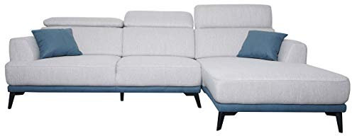 Mendler Sofa HWC-G44, Ecksofa L-Form 3-Sitzer, Liegefläche Nosagfederung Taschenfederkern verstellbar 277cm - rechts, hellgrau