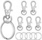 Sprookber 100 Stücke Karabiner Schlüsselanhänger mit Drehgelenk Karabiner Klein Schlüsselring für Lanyard DIY Handwerk（Schlüsselanhänger 50 Stücke + Schlüsselring 50 Stücke）