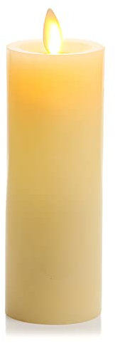 Luminara Realistic Artificial Flame Classic Slim Pillar Candle - Moving Flame LED Battery Operated Lights - Unscented - Remote Ready - (5 Wide x 15 Tall Centimetre)