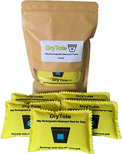 DryTote 100g Rechargeable Desiccant 5 Pack Moisture Absorbing Bag Desiccant Dehumidifier for Storage Containers and Carry Bags
