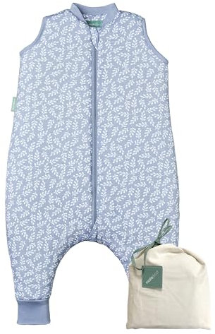 molis&co - Baby Schlafsack mit Füßen 2.5 TOG - Ganzjahres Schlafsack - Babyschlafsack mit Beinen - 100% Baumwolle (Oeko-TEX 100), Winterschlafsack Premium Qualität - Blue Garden (80 cm)