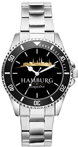 KIESENBERG Herrenuhr Hamburg Skyline Fan Armbanduhr Geschenk Analog Quartz Metallband Uhr 21189