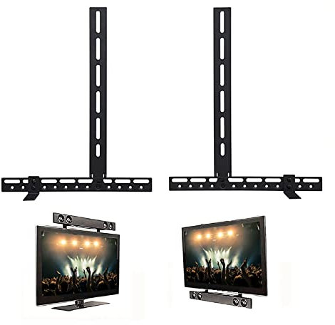 UNHO Universal Soundbar Mount Above or Under TV, Black Steel, 22lbs Capacity, Fits Most Soundbars, Wall Mount