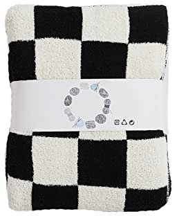YT-KOKE Vintage Karierte Gestrickte Wurfdecken, Leichte und Weiche Geometrische Decke, Lässige Decke Geeignet für Frauen und Männer (Black)