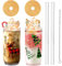 ANOTION Weihnachten Mason Jar Cups, 700ml Weihnachtsbecher mit Deckel und Stroh Weihnachtsbecher Trinkgläser Kaffeebecher Weihnachten Home Decorations Geschenk