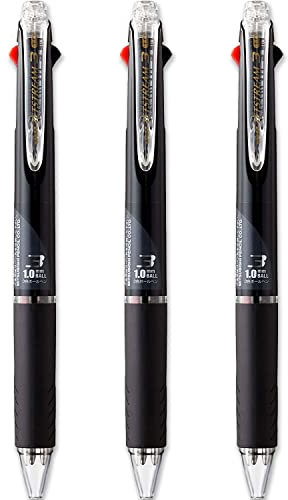 uni-ball Jetstream Tintenroller, schwarzer Schaft, 3-in-1-Stift, 1,0 mm Spitze, Schwarz, Blau und Rot, 3 Stück