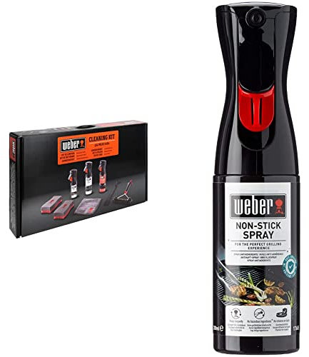 Weber 18286 Kit de Nettoyage pour Barbecue Q & Pulse 7,6 x 59,5 x 34 cm Multicolore & Huile Anti-Adhérence, Noir, 200 ML