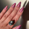 JUSTOTRY 24 Stück Mandel Nägel Zum Aufkleben Kurz, Glitzer Hot Pink French Künstliche Nägel,Glossy Oval Kunstnägel Press on Nails,Acryl Fingernägel Fake Nails Mittel für Frauen